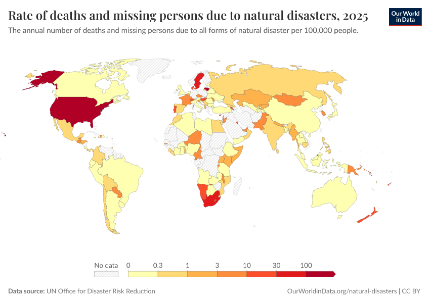 A thumbnail of the "Rate of deaths and missing persons due to natural disasters" chart