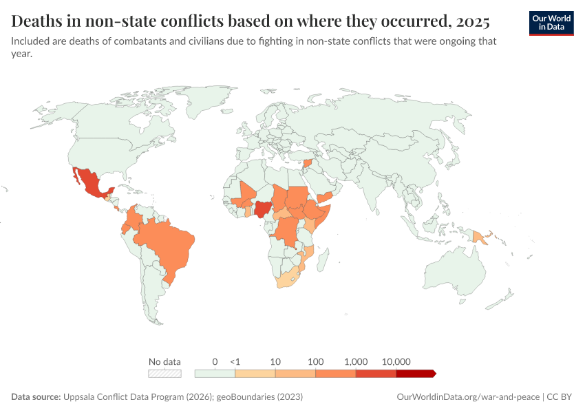 A thumbnail of the "Deaths in non-state conflicts based on where they occurred" chart