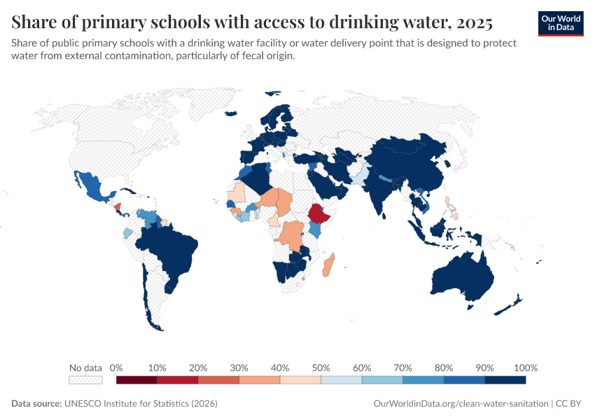 A thumbnail of the "Share of primary schools with access to drinking water" chart