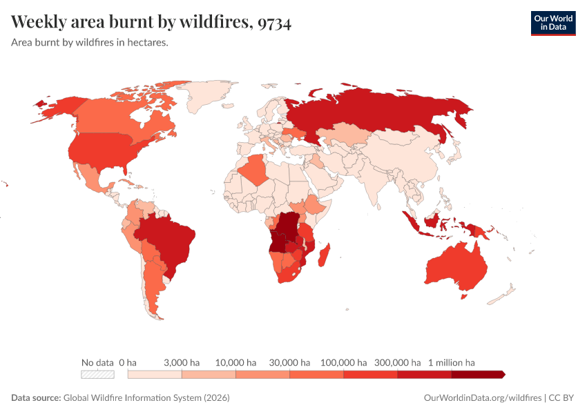 A thumbnail of the "Weekly area burnt by wildfires" chart